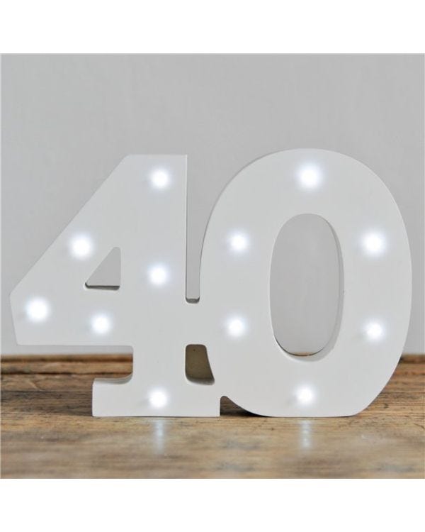 White LED Number 40 Light - 16cm
