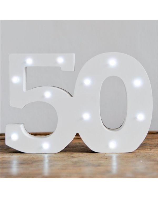 White LED Number 50 Light - 16cm