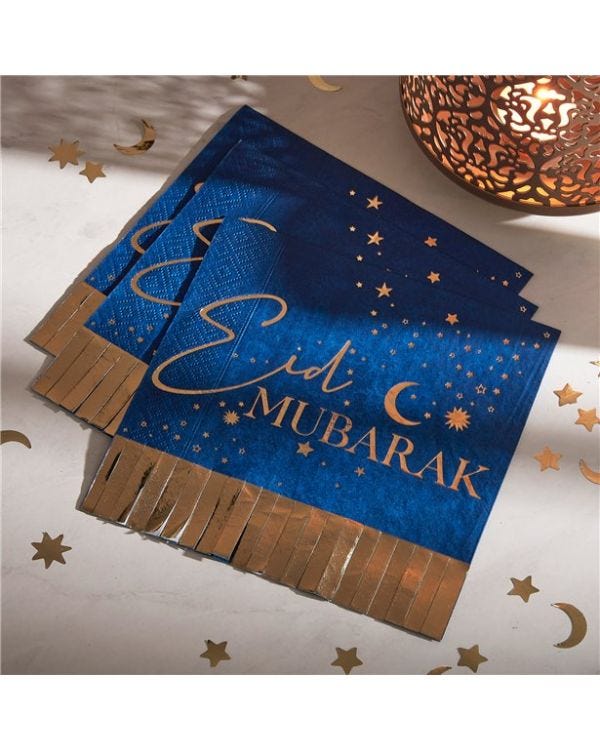 EID Gold Fringe Paper Napkins (16pk)
