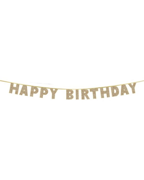 Happy Birthday&#039; Luxe Gold Letter Banner - 3m