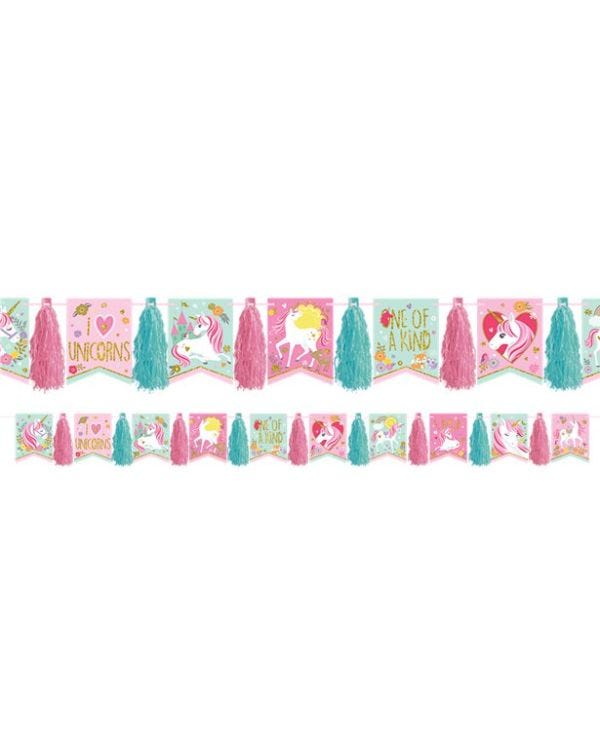 Magical Unicorn Glitter Tassel Garland - 3m