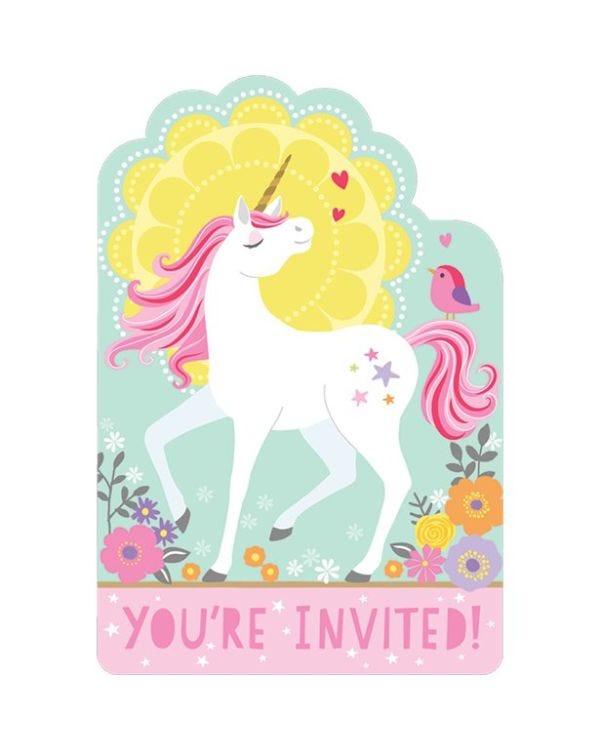 Magical Unicorn Party Invitations (8pk)