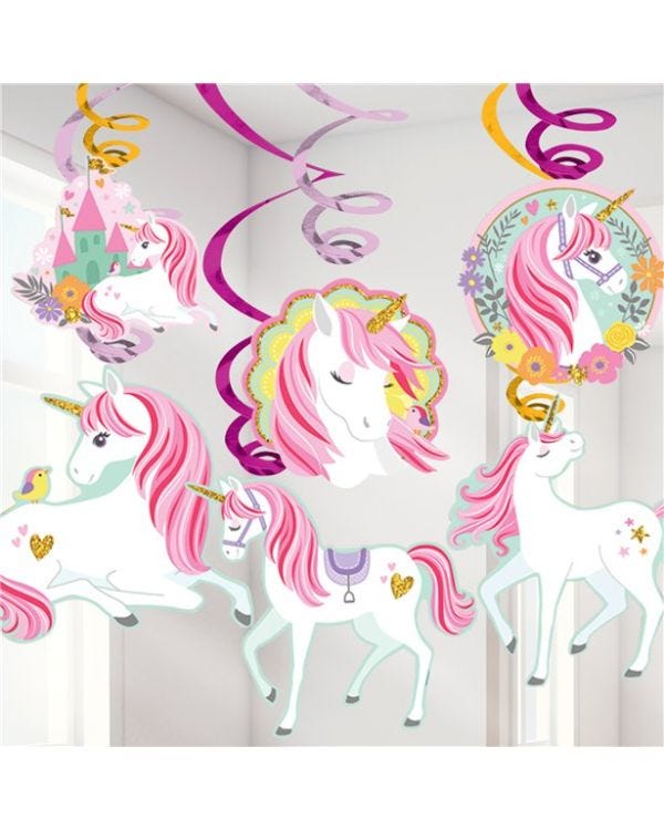 Magical Unicorn Hanging Swirls (12pk)
