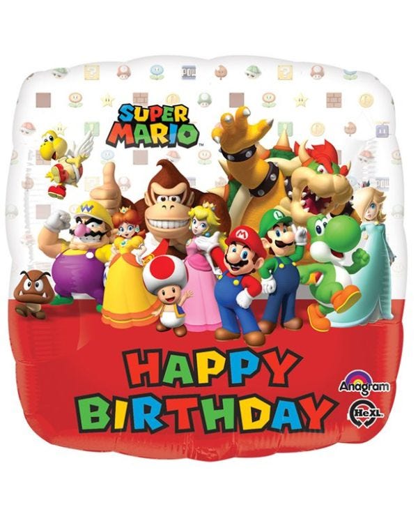 Super Mario &#039;Happy Birthday&#039; Foil Balloon - 18&quot;