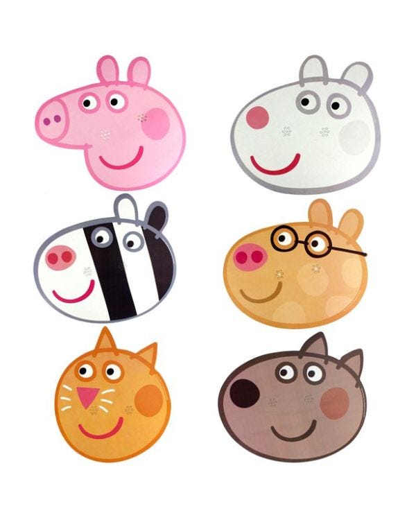 Peppa Pig Card Masks (6pk)