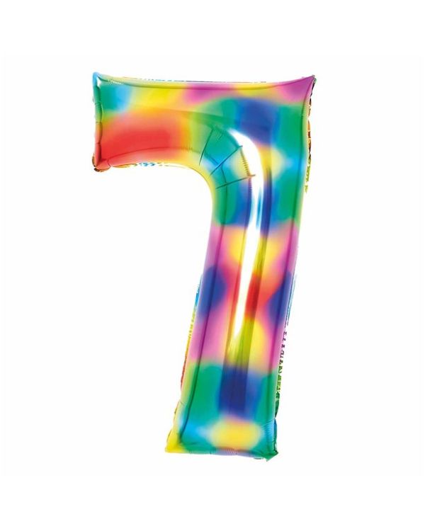 Number 7 Rainbow Foil Balloon - 34&quot;