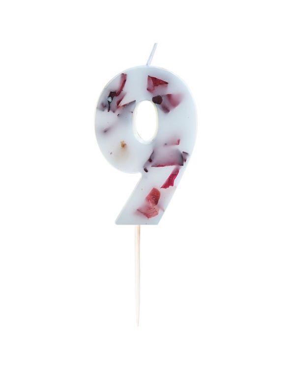 Pressed Petal Number 9 Birthday Cake Candle