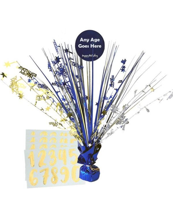 Personalised Blue Birthday Centrepiece with Numbers