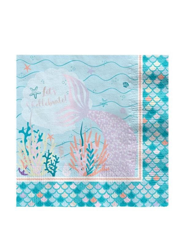 Mermaid Tales Paper Napkins - 33cm (16pk)