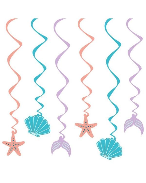 Mermaid Tales Swirl Decorations (6pk)