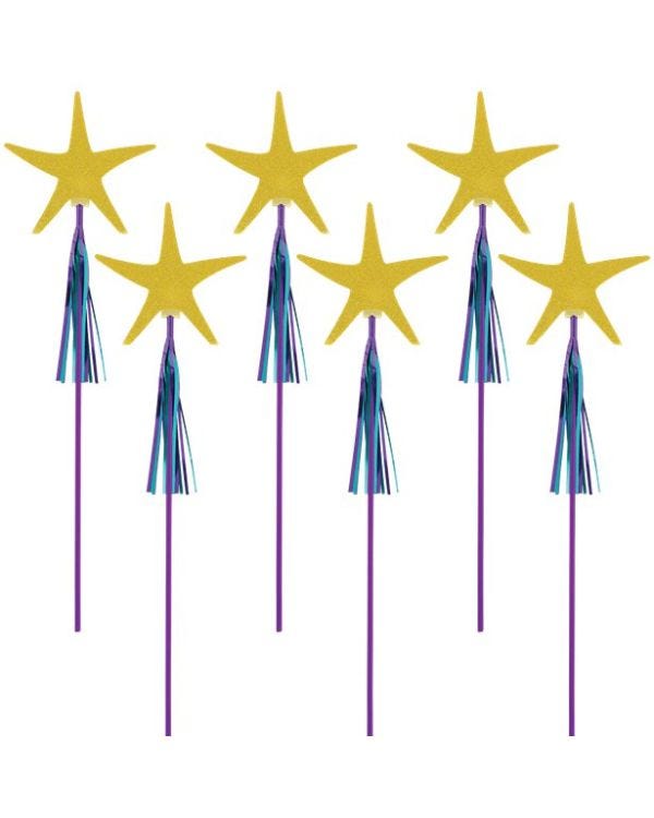 Mermaid Wishes Glitter Starfish Wands - 45cm (6pk)