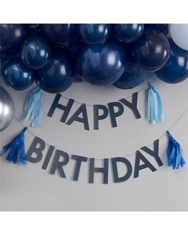 Mix It Up Blue Happy Birthday Tassel Bunting