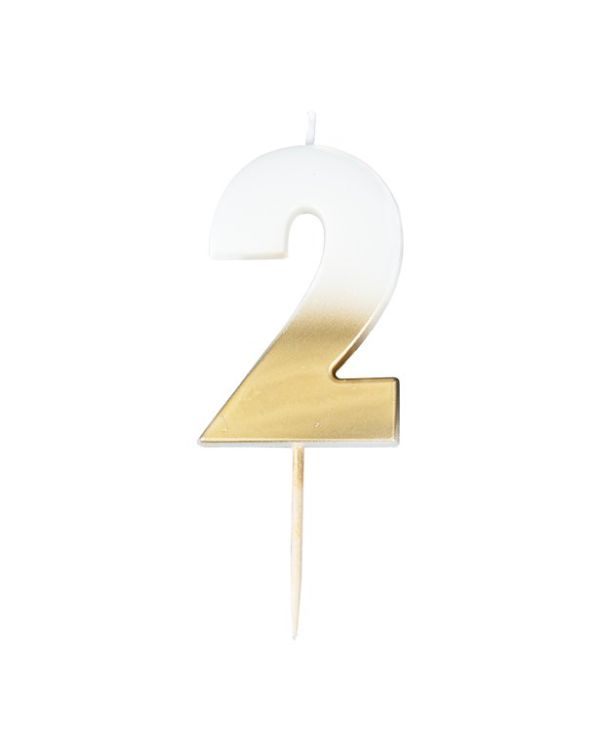 Gold Ombre Number 2 Candle - 5cm