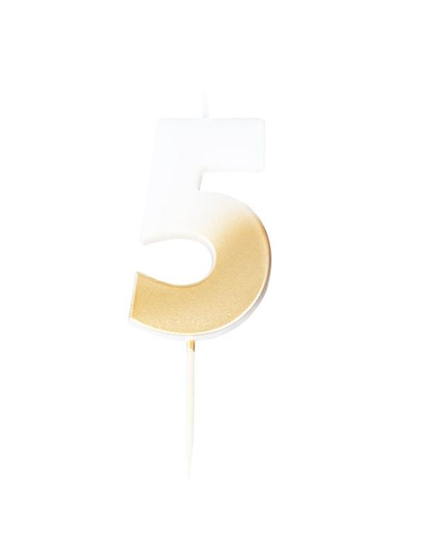 Gold Ombre Number 5 Candle - 5cm