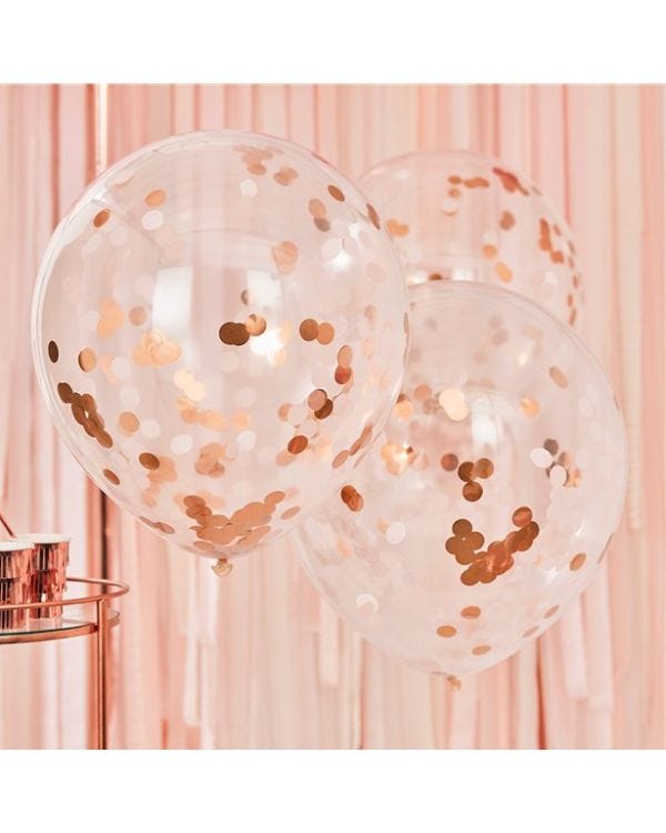 Large Rose Gold &amp; Blush Confetti Balloons - 22&quot; Latex (3pk)