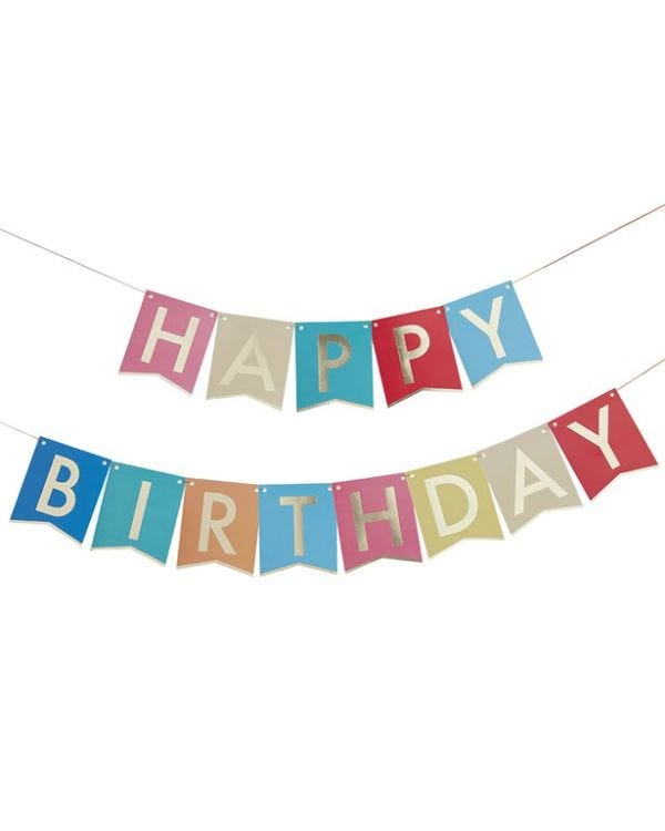 Mix It Up Rainbow Happy Birthday Paper Bunting - 1.7m