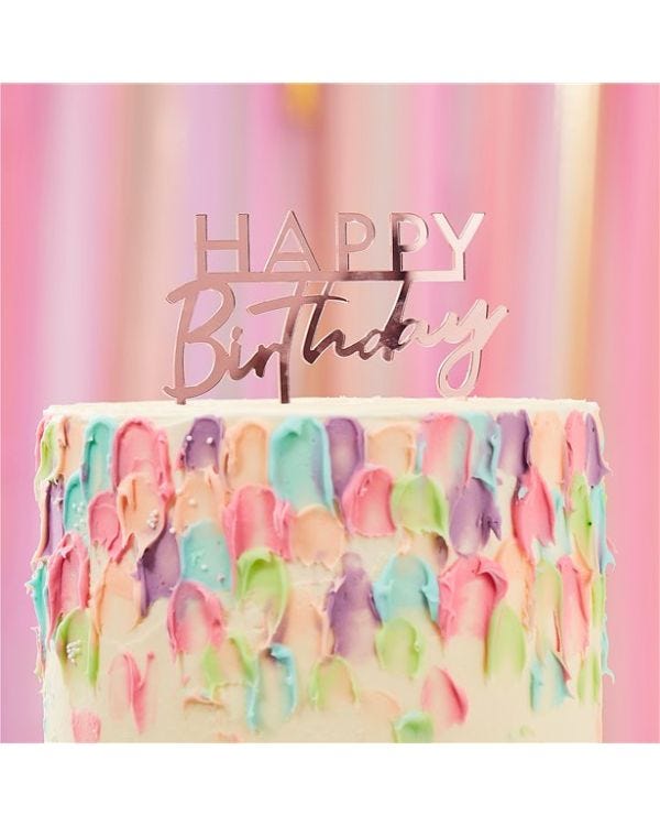 Mix It Up Happy Birthday Pink Cake Topper