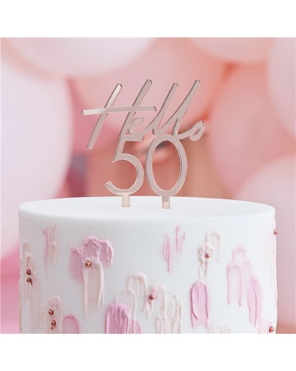 Mix It Up Hello 50 Rose Gold Cake Topper