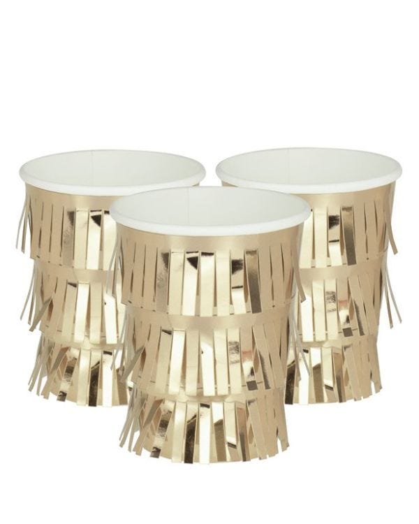 Mix It Up Gold Fringe Paper Cups - 255ml (8pk)