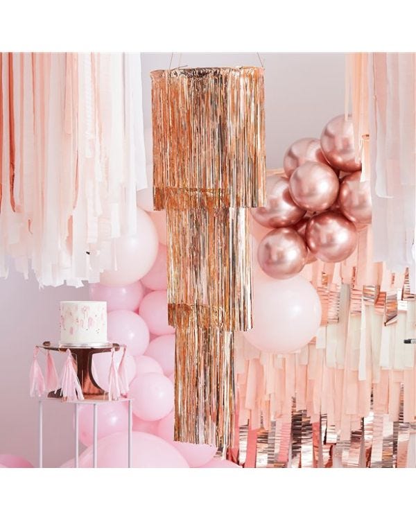 Mix It Up Rose Gold Foil Fringe Chandelier Decoration - 1.3m x 40cm