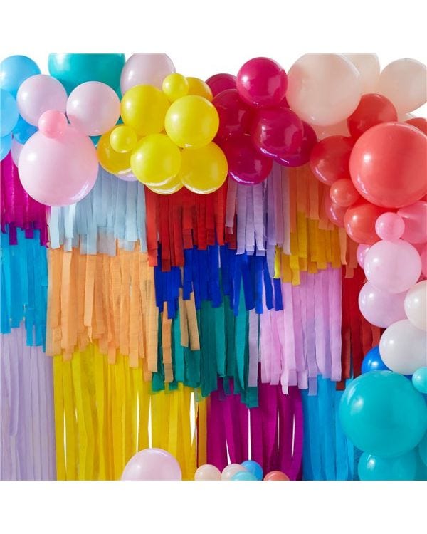 Balloon And Streamer Brights Rainbow Party Backdrop