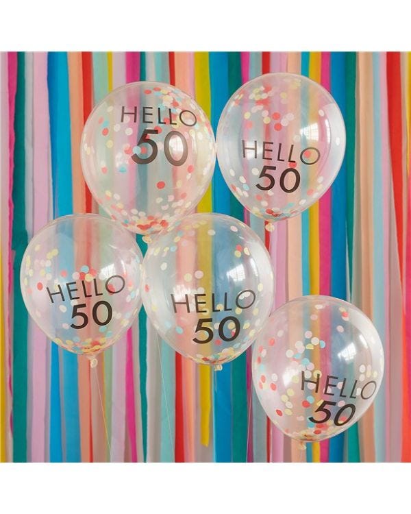 Hello 50 Mix It Up Brights Confetti Latex Balloons - 12&quot; (5pk)