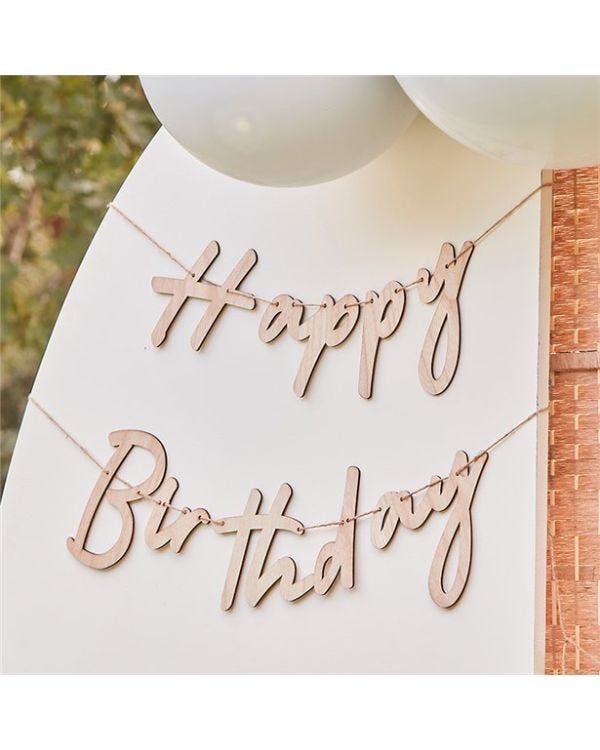 Wooden Happy Birthday Bunting