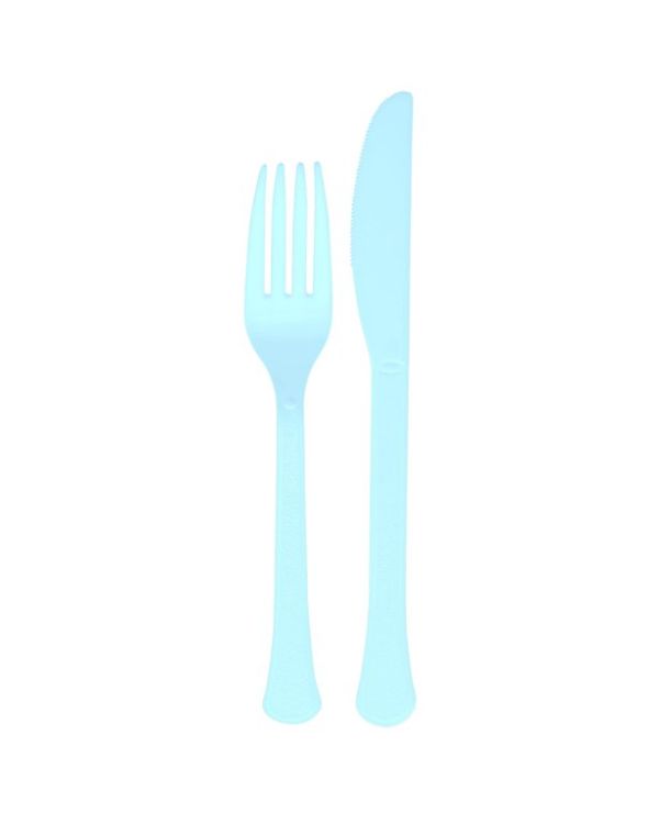 Baby Blue Reusable Plastic Cutlery Set (24pk)