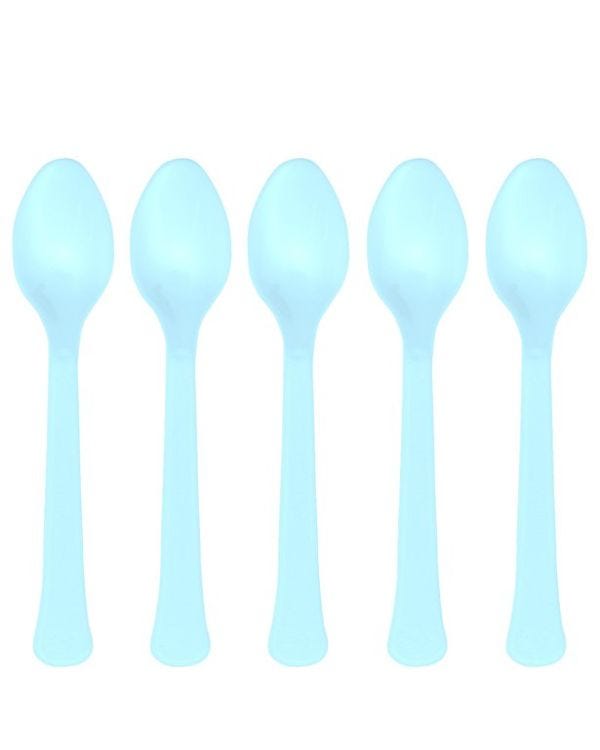 Baby Blue Reusable Plastic Spoons (24pk)