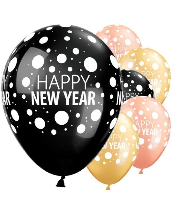 Happy New Year Dots Balloons - 11&quot; Latex (25pk)