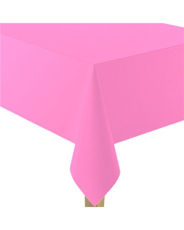 Bright Pink Plastic Tablecover - 274cm x 137cm