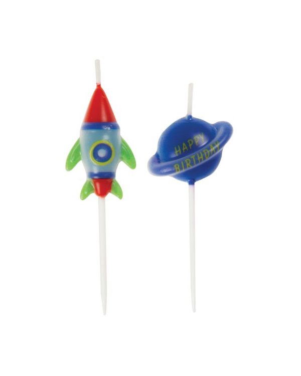 Outer Space Pick Birthday Candles (6pk)