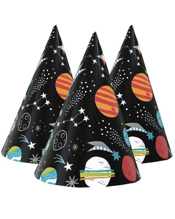 Outer Space Party Hats - 15cm (8pk)