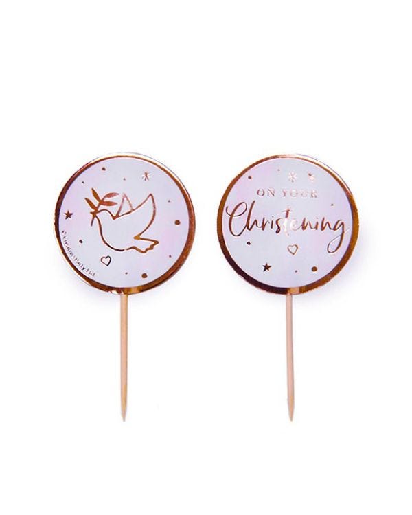 On Your Christening Pink Cupcake Toppers (12pk)