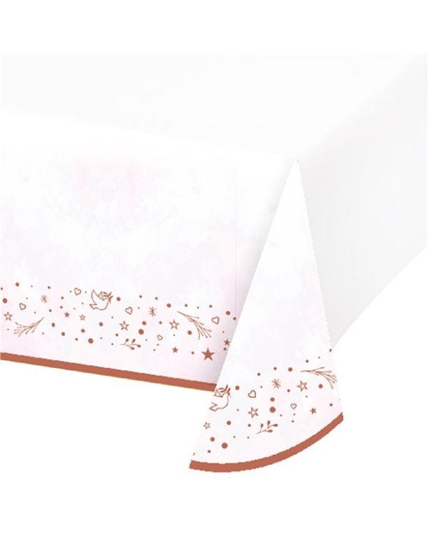 On Your Christening Pink Paper Tablecover - 2.4 x 1.37m