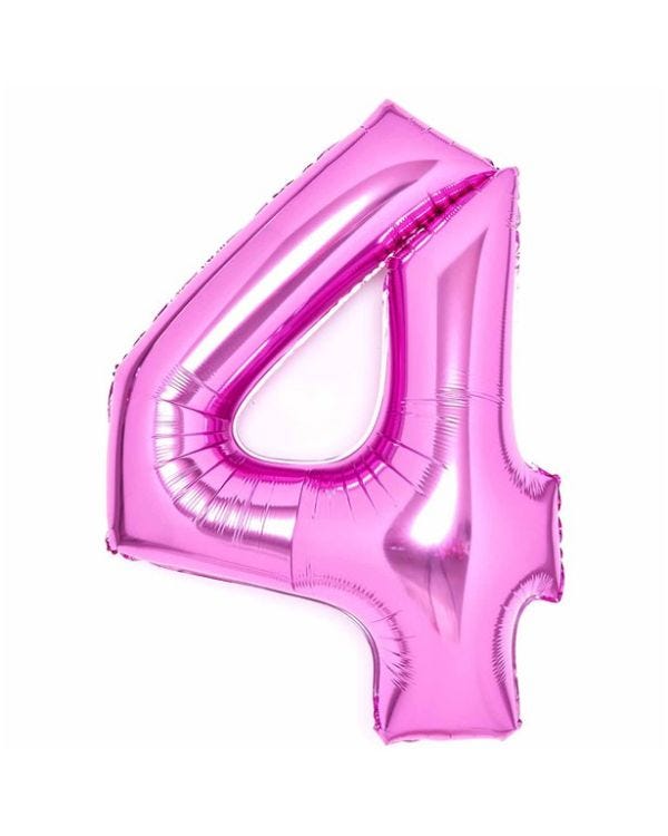 Number 4 Pink Foil Balloon - 34&quot;