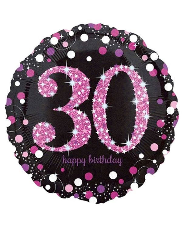 Happy 30th Birthday Pink Holographic Foil Balloon - 18&quot;