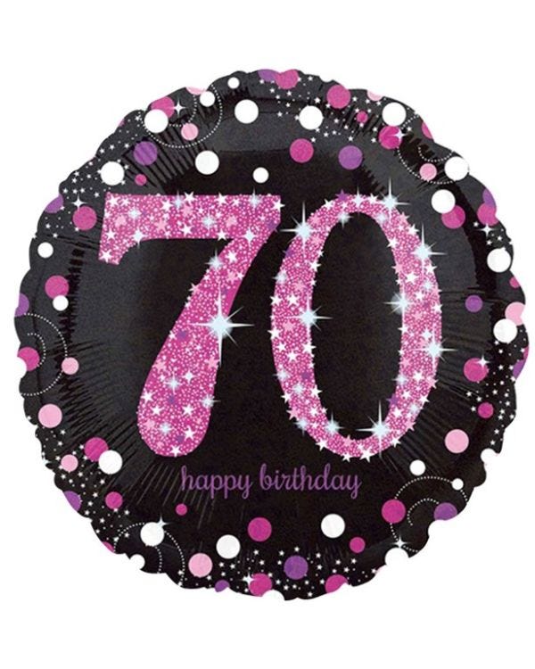 Happy 70th Birthday Pink Holographic Foil Balloon - 18&quot;