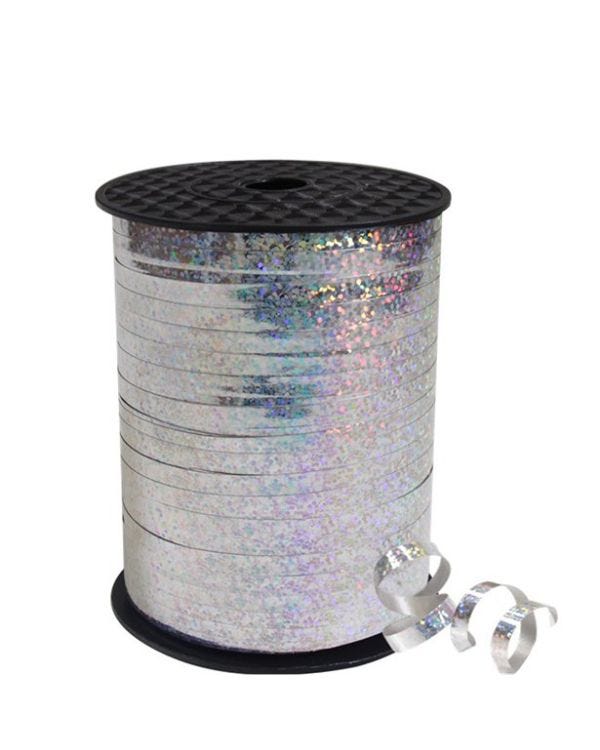 Silver Holographic Curling Balloon Ribbon - 228m