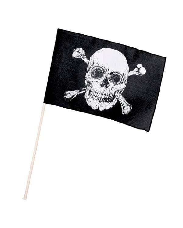 Skull &amp; Crossbones Hand Waving Flag - 30cm x 45cm