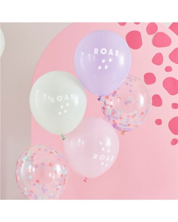 Party Like A Dinosaur Confetti Latex Balloons - 12&quot; (5pk)