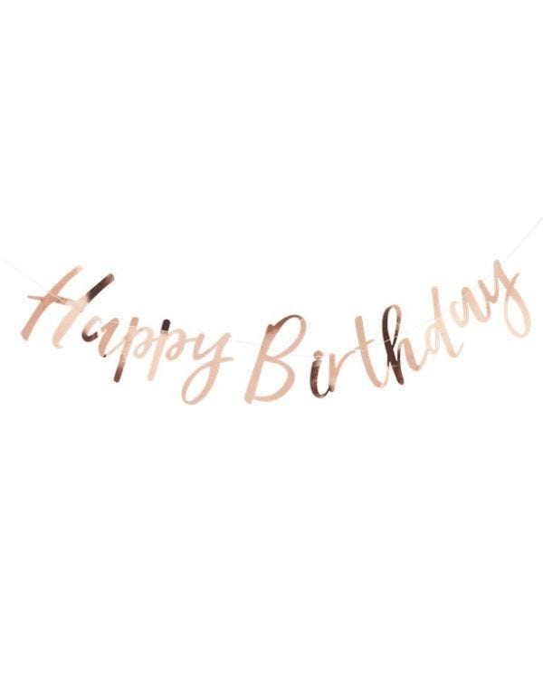 Pick &amp; Mix Rose Gold &quot;Happy Birthday&quot; Paper Banner - 1.8m
