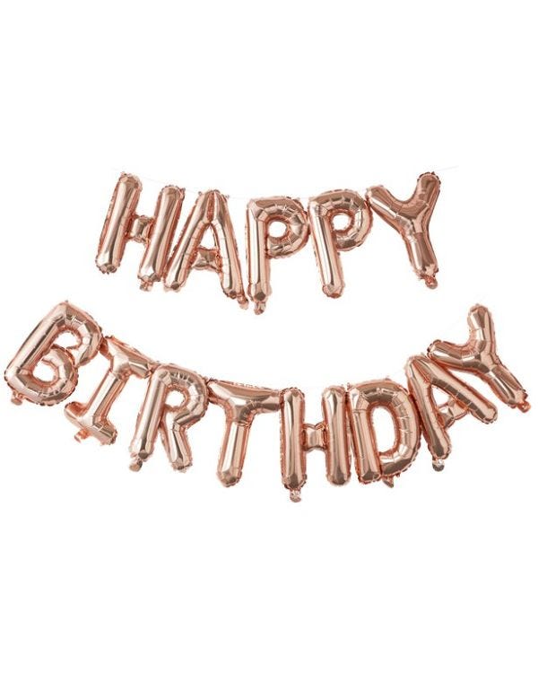 Pick &amp; Mix Rose Gold &#039;Happy Birthday&#039; Balloon Bunting - 5m