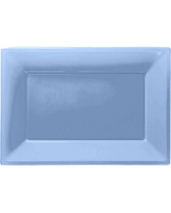 Baby Blue Plastic Serving Platters - 23cm x 32cm (3pk)