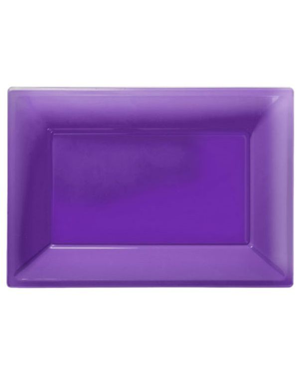 Purple Plastic Serving Platters - 23cm x 32cm (3pk)