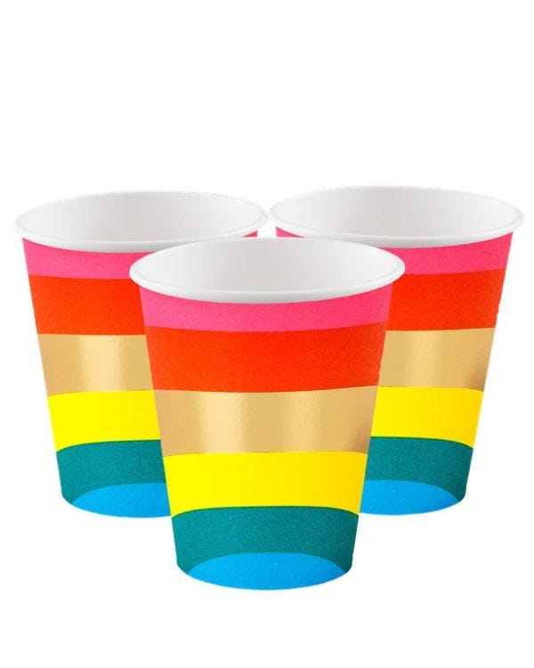 Rainbow Paper Cups - 250ml (12pk)