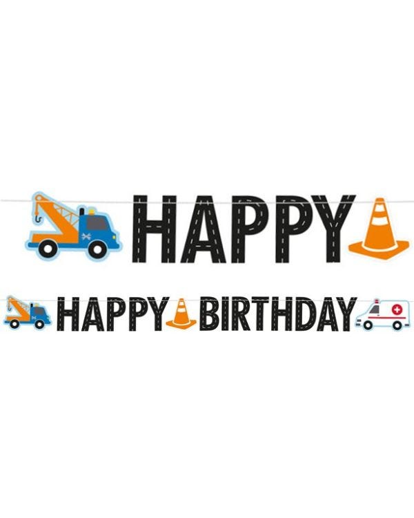 On the Road &#039;Happy Birthday&#039; Paper Letter Banner - 1.8m