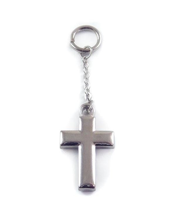 Metal Silver Cross on Keychain