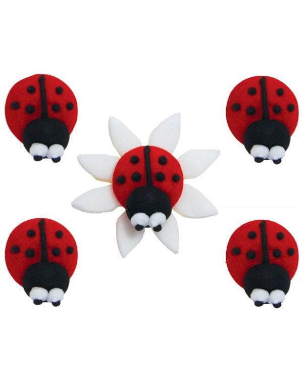 Ladybird Sugar Cake Toppers (5pk)