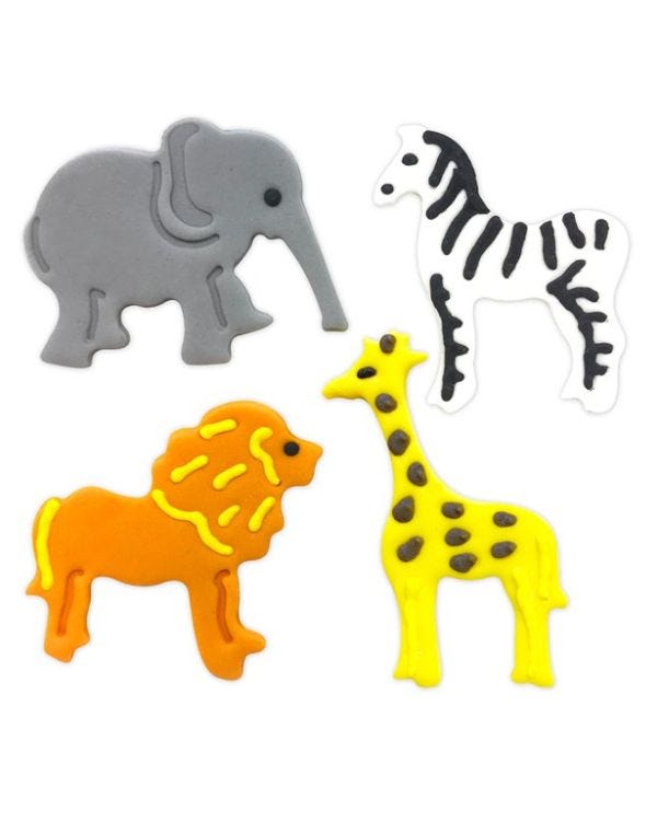 Jungle Animals Sugar Cake Toppers (4pk)